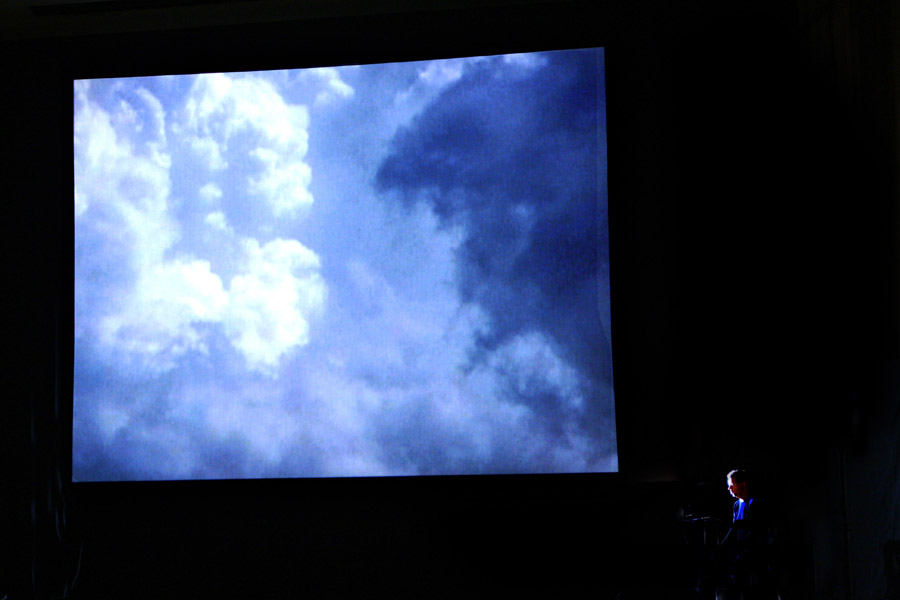 Nicholas Isherwood Performing David Felders Work Shemayin In Front Of The Projection Of Film By Elliot Caplan  7